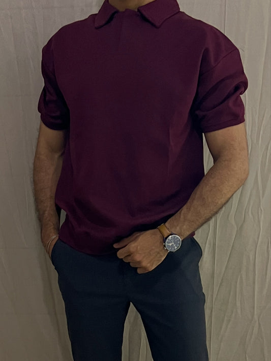 ZIL Burgundy Polo | بولو قطن أوفرسايز برجندي