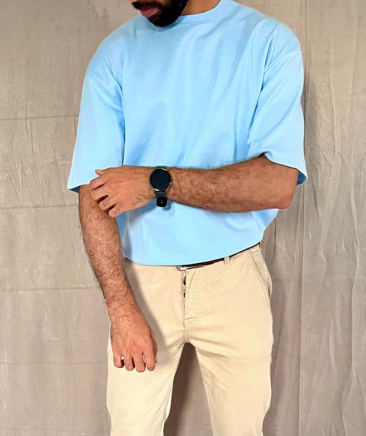 ZIL Light Blue Oversized Tee | تيشيرت أوفرسايز لبني