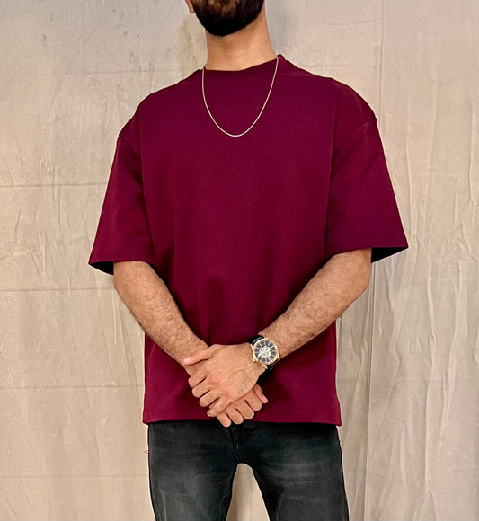 ZIL Burgundy Oversized Tee | تيشيرت أوفرسايز برجندي