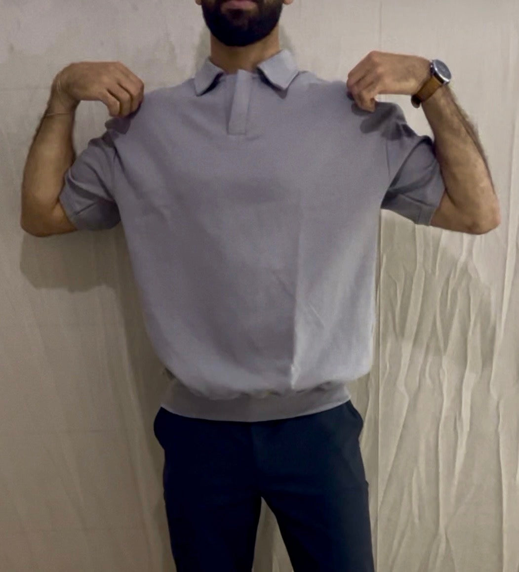 ZIL Gray Polo | بولو قطن أوفرسايز رمادي