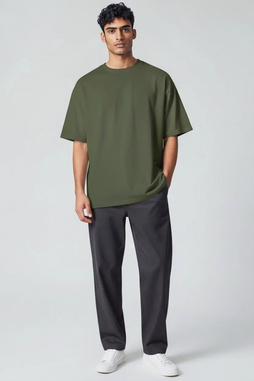 ZIL Army Green Oversized Tee | تيشيرت أوفرسايز زيتي