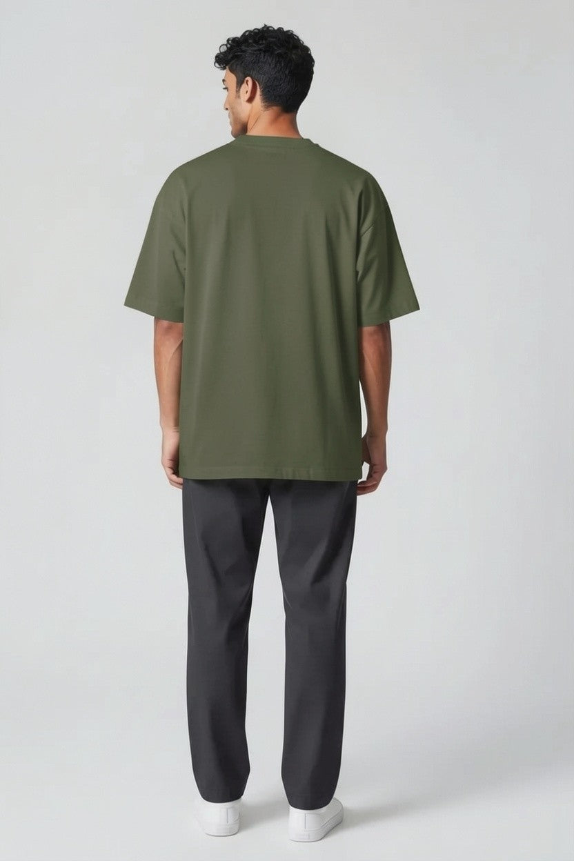 ZIL Army Green Oversized Tee | تيشيرت أوفرسايز زيتي