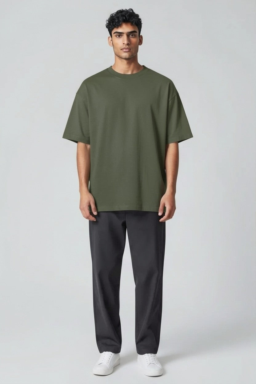 ZIL Army Green Oversized Tee | تيشيرت أوفرسايز زيتي