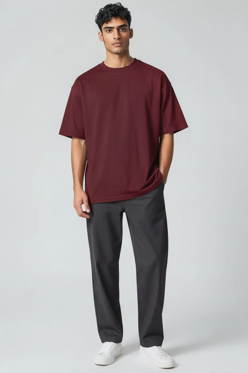 ZIL Burgundy Oversized Tee | تيشيرت أوفرسايز برجندي