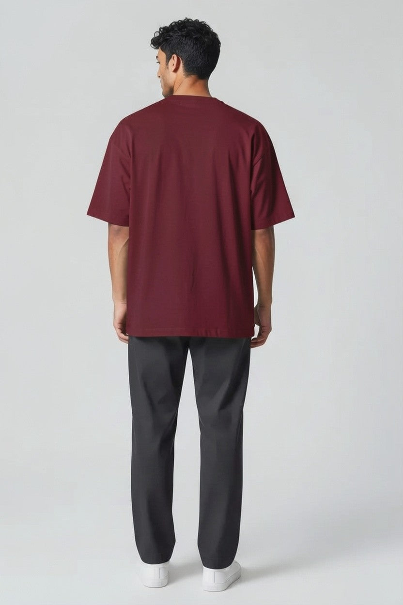 ZIL Burgundy Oversized Tee | تيشيرت أوفرسايز برجندي