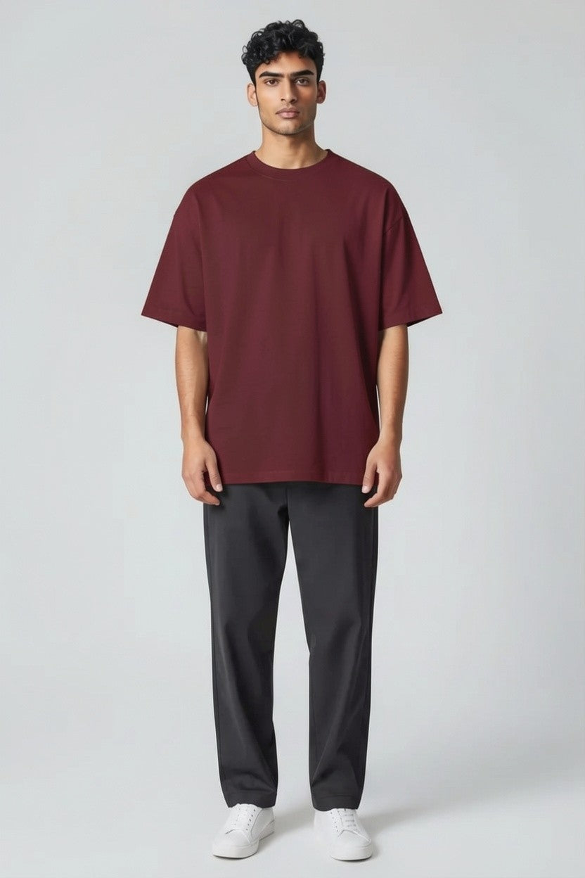 ZIL Burgundy Oversized Tee | تيشيرت أوفرسايز برجندي