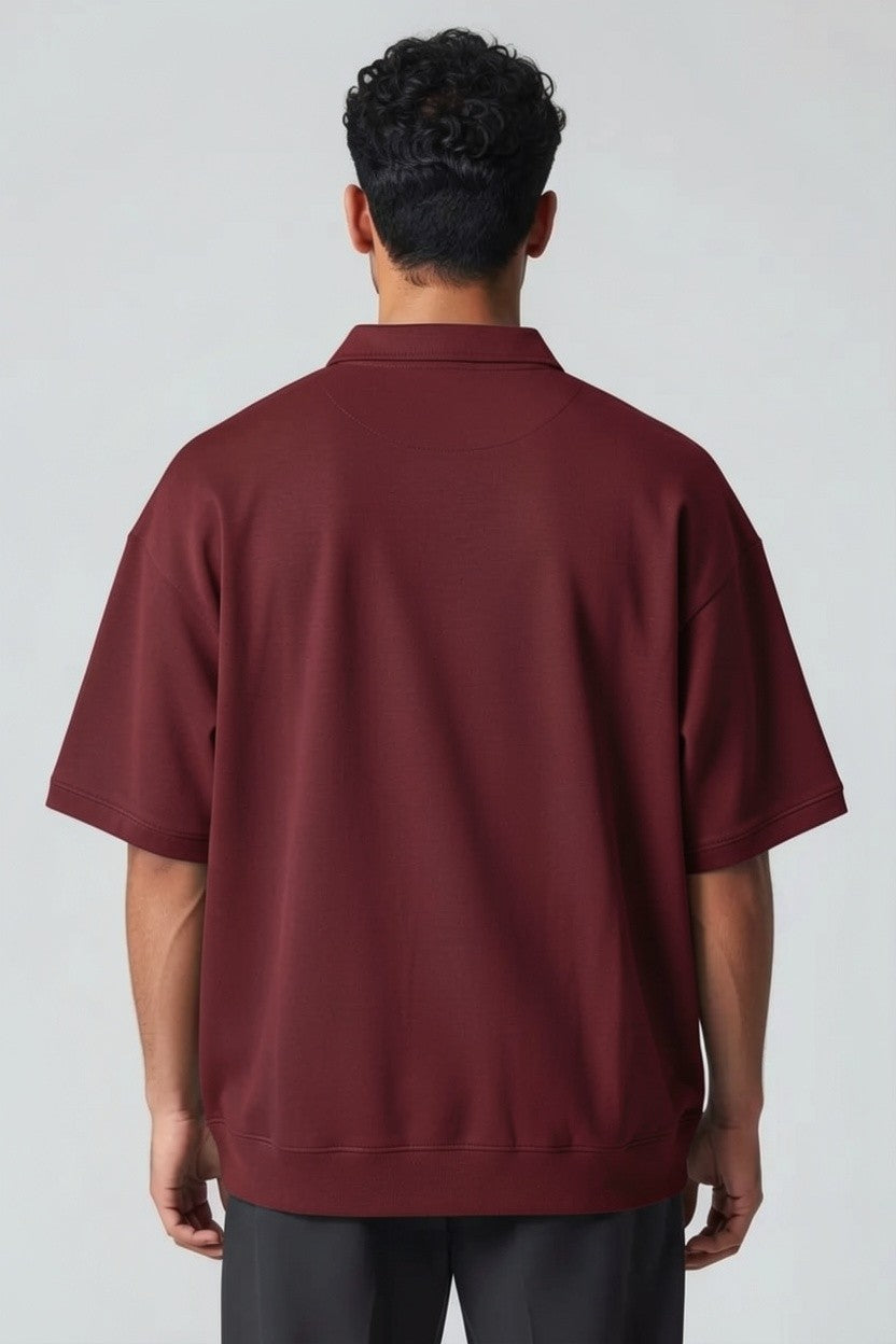 ZIL Burgundy Polo | بولو قطن أوفرسايز برجندي