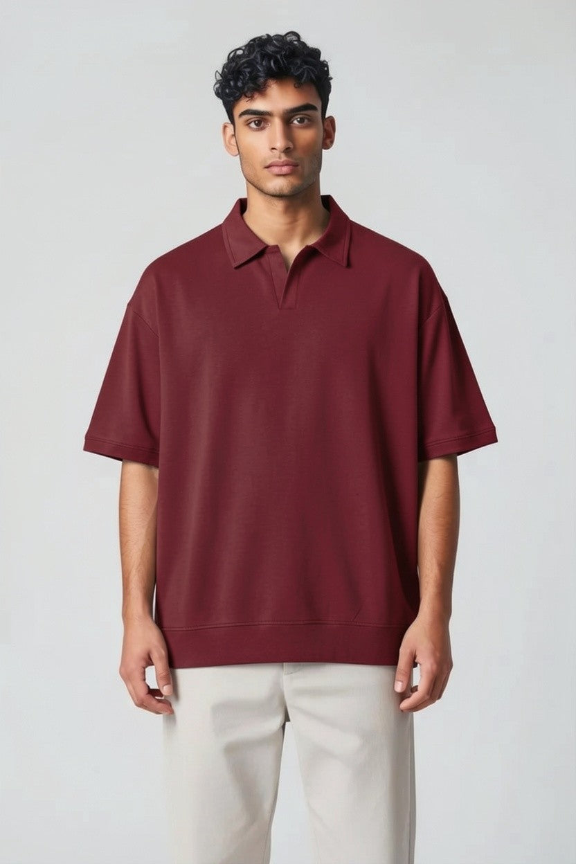 ZIL Burgundy Polo | بولو قطن أوفرسايز برجندي
