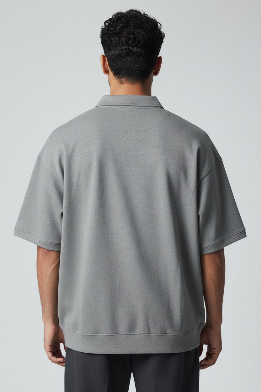 ZIL Gray Polo | بولو قطن أوفرسايز رمادي