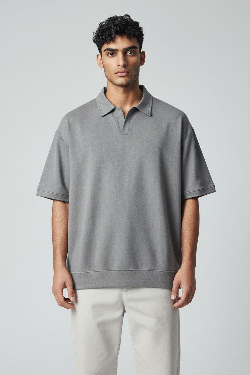 ZIL Gray Polo | بولو قطن أوفرسايز رمادي