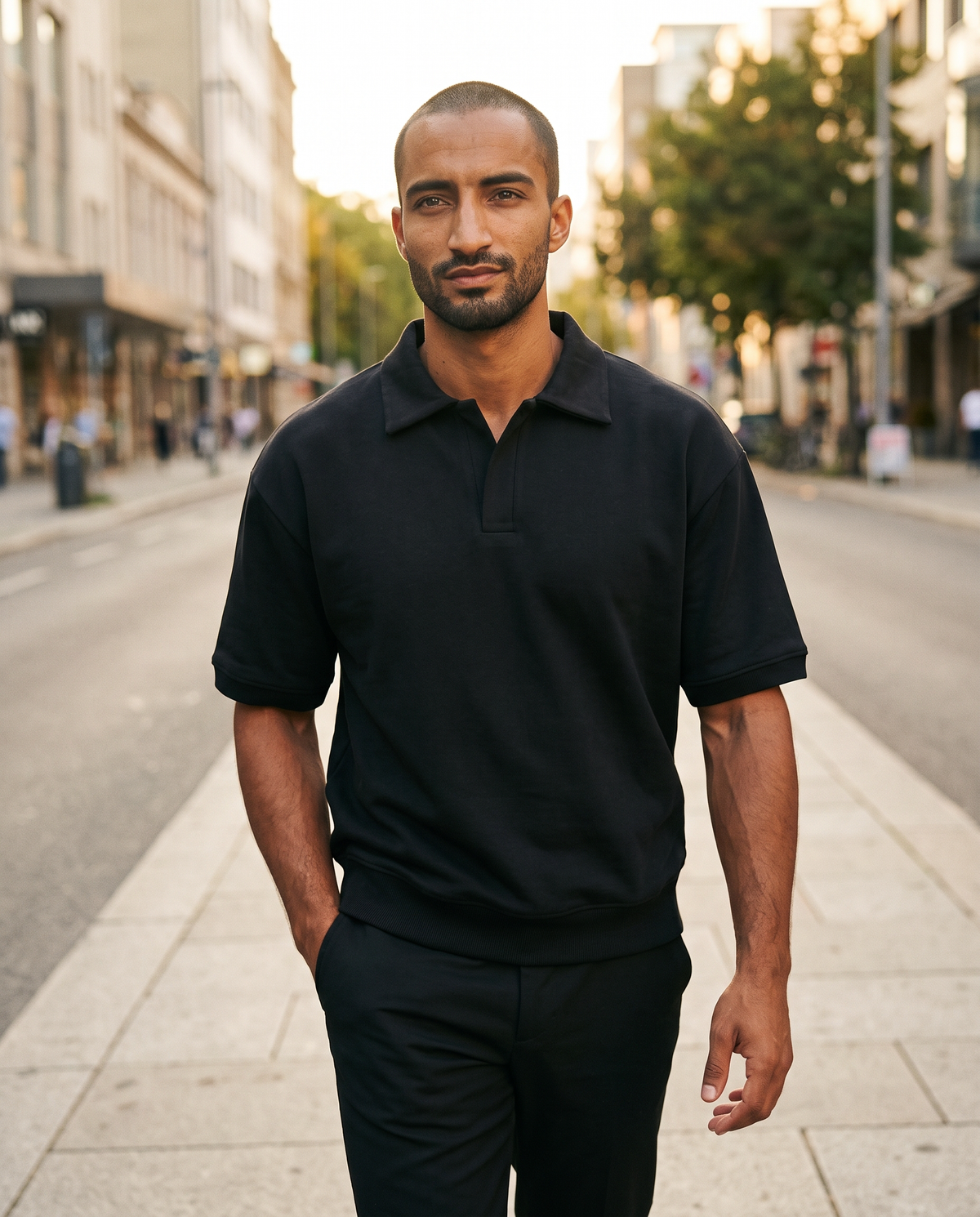 ZIL Black Polo on model, walk