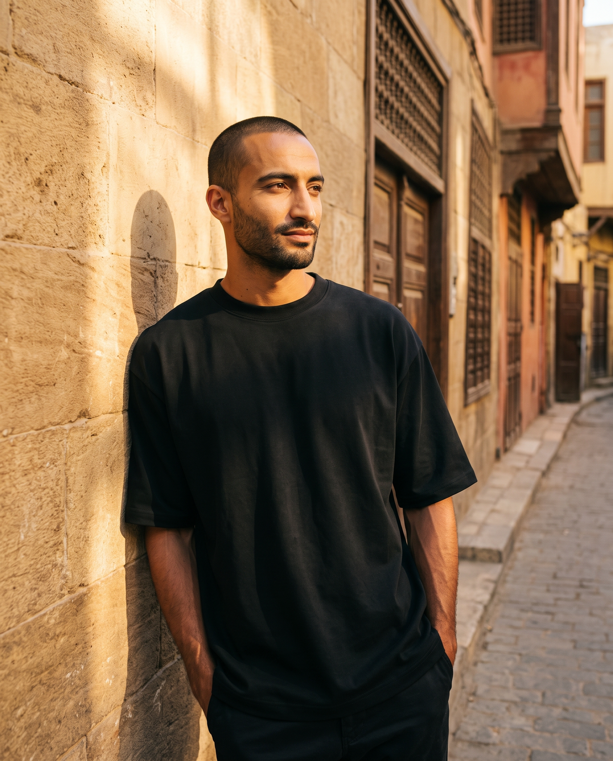ZIL Black Oversized Tee on model, street, loose fit