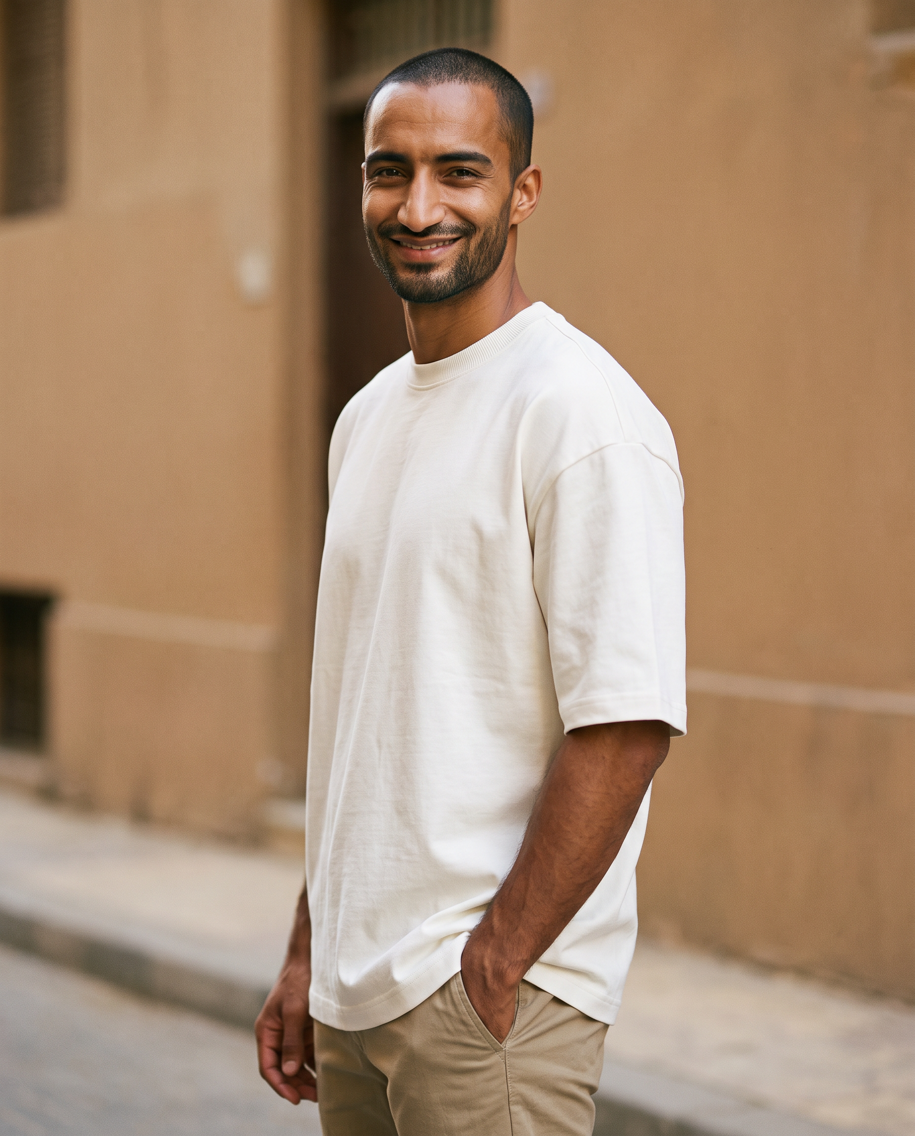ZIL Off White Oversized Tee on model, street, loose fit