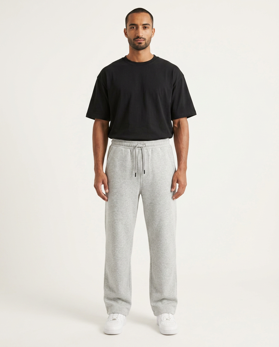 ZIL light gray wide leg pants, front view on model