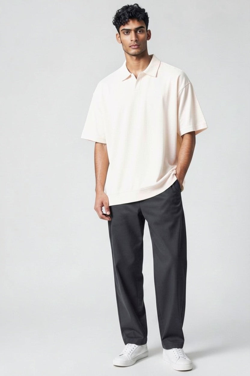ZIL Off White Polo | بولو قطن أوفرسايز أوف وايت